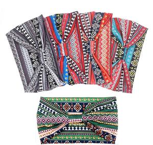 Bandeaux Bohèmes Africains Imprimés <span class=keywords><strong>Go</strong></span> Party Noués Sports Yoga Bandeaux Élastiques à Large Bord Turbans pour Femmes Filles - Product Image 4