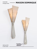 Lampe murale LED bicolore style chinois en acier inoxydable Maison Domin Vintage avec abat-jour en marbre et interrupteur, culot G9