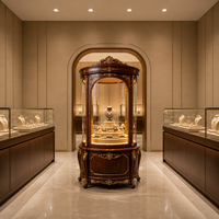 Vitrine à bijoux vintage verticale avec éclairage LED pour musée, magasin de détail et bijouterie
