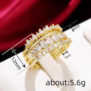 Set di Anelli Impilabili in Zirconia, Elegante Gioiello da Dito per Donna, Uso Quotidiano - Product Image 4