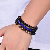 Bracelet en pierre de lave œil de tigre facetté pour hommes et femmes, bracelet en pierre naturelle fait à la main, bijoux en cristal de guérison