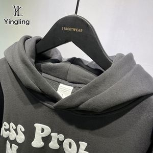 Yingling vente en gros 100% coton éponge française Vintage 3D bouffée de mousse imprimé poids lourd marque à la mode surdimensionné écologique - Product Image 3