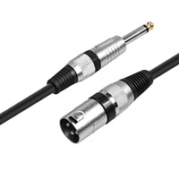 Cable Adaptador Profesional de Audio XLR para Consola de Mezclas, 6.35/6.5mm a Conector Macho Tipo Cannon, Cobre Libre de Oxígeno con Cubierta Trenzada