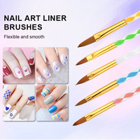 5 pièces Nail Art pinceaux ensemble acrylique Gel vernis peinture dessin pointillage stylo ongles Liner brosse pour bricolage manucure Salon à la maison