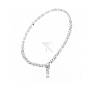 สร้อยคอเทนนิสเพชรแท้สลับกันอย่างหรูหรา พร้อมจี้รูปหยดน้ำประดับมรกตชุบเงิน ดีไซน์โดดเด่นสำหรับเจ้าสาว - Product Image 4