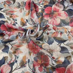 2025 מוצר חדש כסף נייר מודפס פרחים יפים נצנצים כסף דק 30d 37gsm בד שיפון לנשים שמלת קיץ - Product Image 3