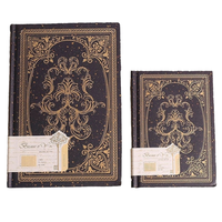 Journal intime en cuir PU noir taille A5 de haute qualité Cahier à reliure spirale de conception d'estampage doré avec bord doré