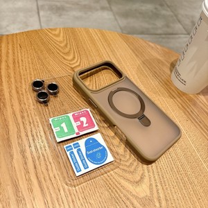 Matte Frosted Magnetic Holder Mobile phone case for iPhone 18 17 16 15 14 pro max translucence back <b>stand</b> lens Protection cover - Product Image 6