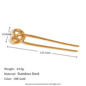 18K in acciaio inox ragazza moda fermacapelli accessori per ragazze donne forchetta per capelli 18k placcato oro nodo gioielli forcina per capelli - Product Image 6