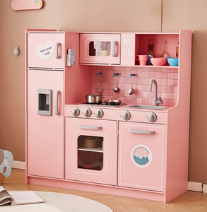 Cuisine en <span class=keywords><strong>Bois</strong></span> de Jeu d'Imitation pour Enfants avec Cuisinière à Induction Sonore, Ustensiles de Cuisine et Machine à Glaçons - Product Image 2