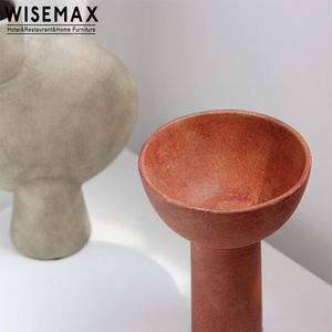 WISEMAX – meubles d'art contemporain simple, ornement fait à la main, décorations en céramique, vase à fleurs géométrique abstrait - Product Image 6