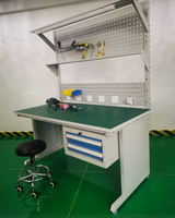 Nouvel établi de réparation d'ordinateur antistatique avec tiroir à double couche et tableau de suspension Ligne de montage ESD Établi portable