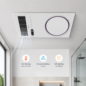 Ventilateur <span class=keywords><strong>de</strong></span> <span class=keywords><strong>salle</strong></span> <span class=keywords><strong>de</strong></span> <span class=keywords><strong>bain</strong></span> LED avec <span class=keywords><strong>chauffage</strong></span> et purification <span class=keywords><strong>de</strong></span> l'air, montage au plafond moderne, protection contre la surchauffe - Product Image 6