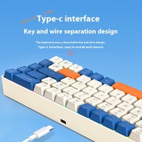 Clavier mécanique sans fil 68 touches RGB, interrupteurs rouges remplaçables à chaud, clavier de jeu compact, design coloré et modulable, OEM pour le bureau