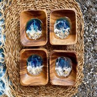 Bol en résine époxy et bois naturel, fait main, thème Océan et Plage, plat à bibelots, porte-bijoux décoratif pour la maison et le bureau