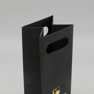 Sacs cadeaux en papier kraft brun avec poignée découpée, personnalisables avec logo, écologiques, pour bouteilles de champagne, bière, spiritueux et vin. - Product Image 4