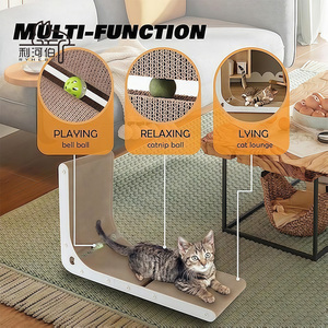 Các tông scratcher dọc mèo gãi Hội Đồng Quản trị L hình dạng trong Nhà Đầu Pads với built-in <span class=keywords><strong>NIP</strong></span> đồ chơi bóng Wall-Mount cho mèo chơi - Product Image 3