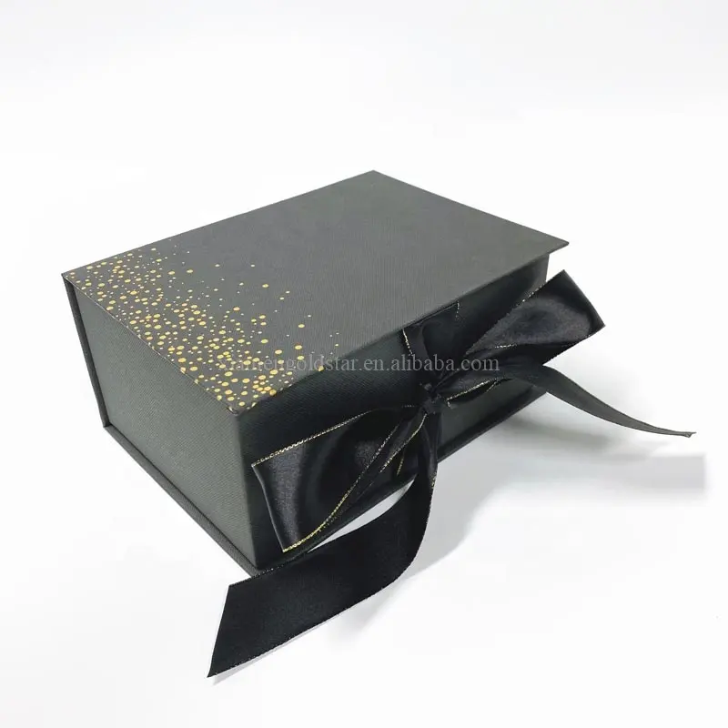 高級ブラックジュエリーボックスプリントカスタムメイド金箔スターデザインジュエリーボックスキラキラジュエリーボックス