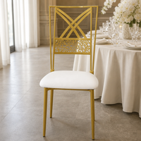 Chaises de salle à manger modernes, chaises d'événements pour hôtels, chaises de mariage dorées, chaises Chiavari en métal doré, mobilier métallique à vendre