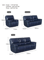 Premium Modernes Elektrisches Relaxsofa aus Echtleder mit Ausziehbarem Metallrahmen, 3-Sitzer für Wohnzimmermöbel