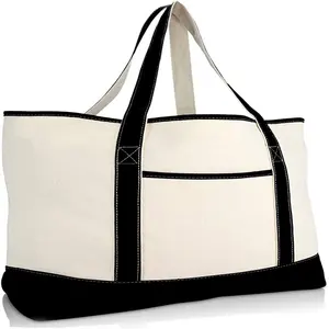 बड़े क्षमता स्टाइलिश कैनवास हैंडल बैग पर्यावरण के अनुकूल कपास कैनवास खरीदारी महिलाओं के टोटे बैग अनुकूलन मुद्रण लोगो के साथ