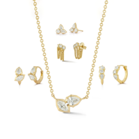 Boucles d'oreilles et collier Gemnel en laiton avec zircon cubique blanc marquise, style minimaliste, tendance pour femme, à porter au quotidien, avec chaîne gourmette à pampilles