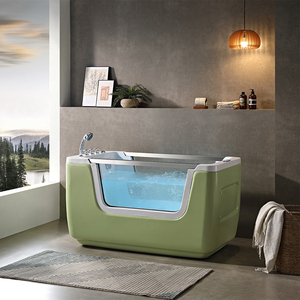 <span class=keywords><strong>Baignoire</strong></span> bébé rectangulaire autoportante moderne en acrylique vert avec fonction de trempage et drain inclus pour salle de bain - Product Image 1