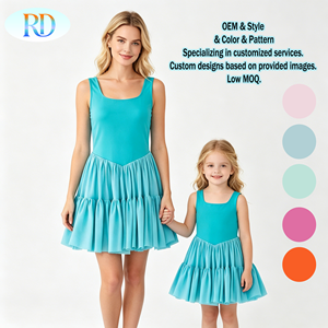 Tenues décontractées personnalisées mère-fille RD, nouveau design, robe <span class=keywords><strong>de</strong></span> tennis en nylon pour l'été, vêtements pour bébés filles - Product Image 1