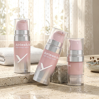 Bouteilles à pompe sans air en plastique personnalisées de 5 ml, 10 ml, 15 ml, emballage cosmétique pour lotion, crème, soin de la peau