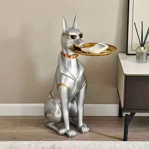 Estatua de Perro Doberman Artística de Resina para Suelo con Bandeja - Tema Amoroso, Decoración del Hogar y Regalo Perfecto para Inauguración de Casa - Product Image 2