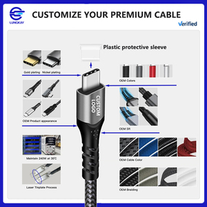 Lung Kay USB C Để C Cáp 20Gbps USB 3.1 Gen 2 100W 5A Nhanh Chóng Sạc Cáp Nylon USB Loại C Cáp Cho Điện Thoại Di Động - Product Image 4