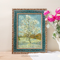 Peintures de paysages européens, fleurs, art mural vintage, cadre en bois, impression sur toile de luxe, décoration de la maison