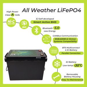 Batería LiFePO4 de 12V 200Ah con CANbus para VE.CAN, BMS de Balance Activo, Batería de Litio de 12.8V con Bluetooth para Sistemas Solares Marinos y de Autocaravanas - Product Image 3