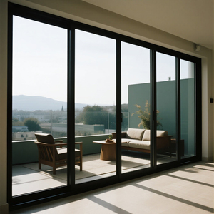 Puertas corredizas de partición de vidrio <span class=keywords><strong>frontal</strong></span> para el hogar con diseño de perfil de aluminio para dormitorio interior para casas modernas - Product Image 1