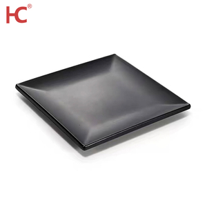 Black dishwasher-safe square plate hard plastic melamine western dishes