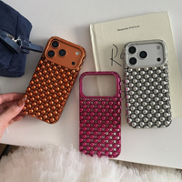 Coque de téléphone 3D perlée creuse pour iPhone 18 Pro Max 17 16, Housse de protection souple antichoc et rafraîchissante électroplaquée unie