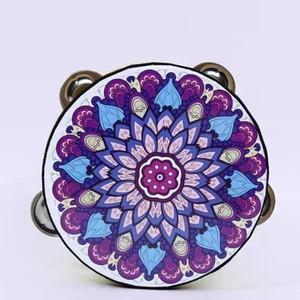 CHina 8 pouces Orff tambourin Xinjiang Uygur conception modèle danse <span class=keywords><strong>test</strong></span> tabla accessoires volant danse <span class=keywords><strong>musique</strong></span> main tambour cloche - Product Image 4