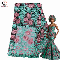 Tissu en dentelle africaine noire de haute qualité 100 % polyester, vente en gros directe d'usine, tissu en dentelle brodée pour vêtements de mariage