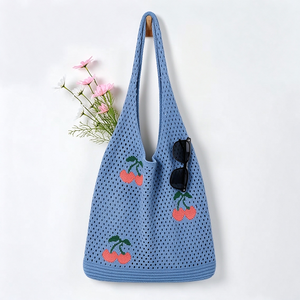 New Trendy Handmade Crochet <b>Nylon</b> Mesh Beach <b>Tote</b> <b>Bags</b> Ladies Women's Shoulder Shopping Handbag Foldable Open <b>Zipper</b> Hobo <b>Bag</b> - Product Image 1