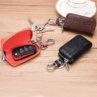 Étui à clés de voiture en cuir 2026, porte-clés à fermeture éclair motif crocodile, housse universelle pour télécommande intelligente pour hommes et femmes