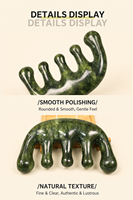 Peigne en jade vert naturel poli, 5 dents arrondies, manche ergonomique arqué, masseur capillaire pour massage de la tête, vente en gros fabricant