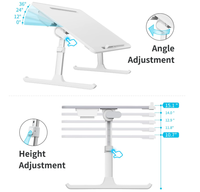 Table de lit pour ordinateur portable, bureau de lit réglable SAIJI pour ordinateur portable, support pliable pour ordinateur portable avec tiroir de rangement