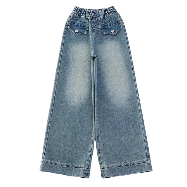 girls spring 2024 Two pocket jeans wide leg pants toddler girl clothes kids girls clothing pants