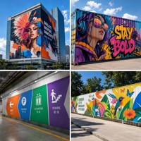Mesin Cetak Dinding UV Inkjet 3D Baru dengan Printhead Epson I3200 CMYKW Otomatis untuk Lukisan Mural Fleksibel Indoor Outdoor