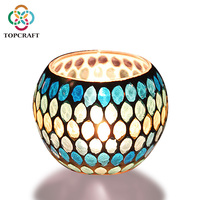 Diwali décor chauffe-plat mosaïque bougie tasse conteneur luxe chandeliers verre bougie porte-pot lanterne