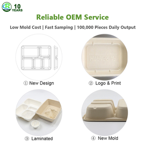 2024 phân hủy sinh học compostable mía bã mía bột giấy mía dùng một lần Bộ Đồ Ăn Trưa hộp bữa ăn Takeaway container thực phẩm - Product Image 5