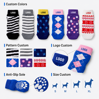 Chaussettes pour animaux de compagnie, chien, chat, chaudes, imperméables, antidérapantes, double couche, semelle en caoutchouc à points, douces, respirantes, pour la marche en intérieur, soin des pattes, chaussettes personnalisées