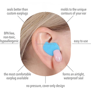 Bouchons d'oreilles en gel de silicone moulable réutilisables standard, étanches, réduction du bruit 25-27 dB pour la natation et les sports nautiques - Product Image 5