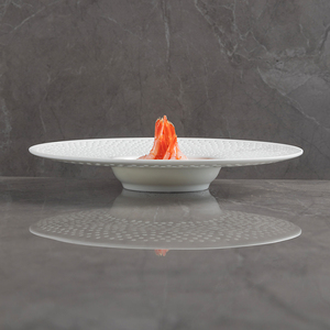 Restaurant commercial vaisselle en porcelaine blanche plats de cuisine <span class=keywords><strong>assiette</strong></span> <span class=keywords><strong>creuse</strong></span> à large bord <span class=keywords><strong>assiette</strong></span> profonde chapeau de paille <span class=keywords><strong>assiette</strong></span> à pâtes en céramique - Product Image 3