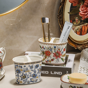 Ensemble d'accessoires de salle de bain 5 pièces comprenant un porte-brosse à dents distributeur de savon gargarisme tasse porte-savon - Product Image 6